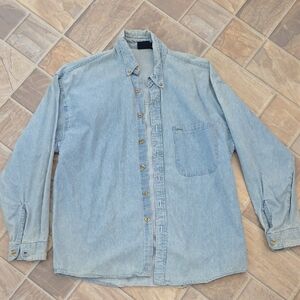 Mens Light Blue Denim Button-Up Shirt